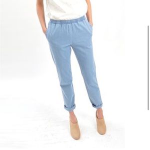 A.P.C faded denim elastic waist pants